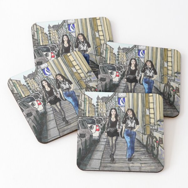 Item preview, Two Friends in Dresden Neustadt | Watercolor & Ink Illustration designed and sold by UMA Urban Sketch.