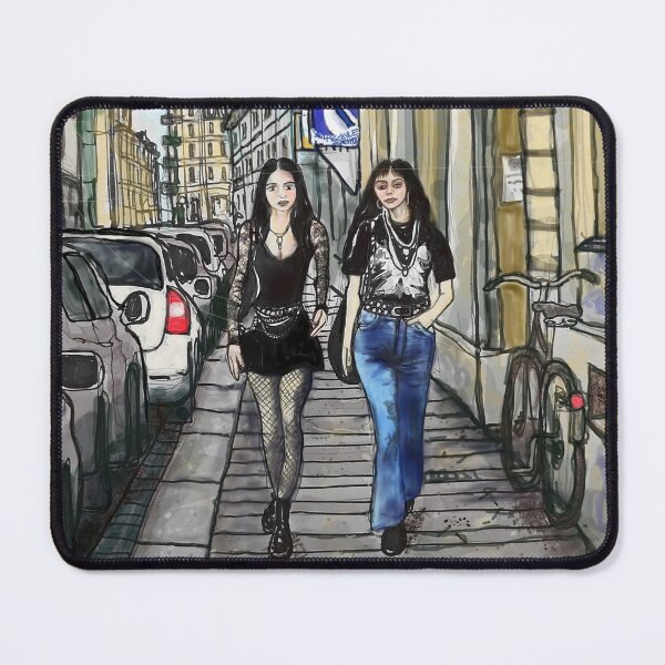 Item preview, Two Friends in Dresden Neustadt | Watercolor & Ink Illustration designed and sold by UMA Urban Sketch.