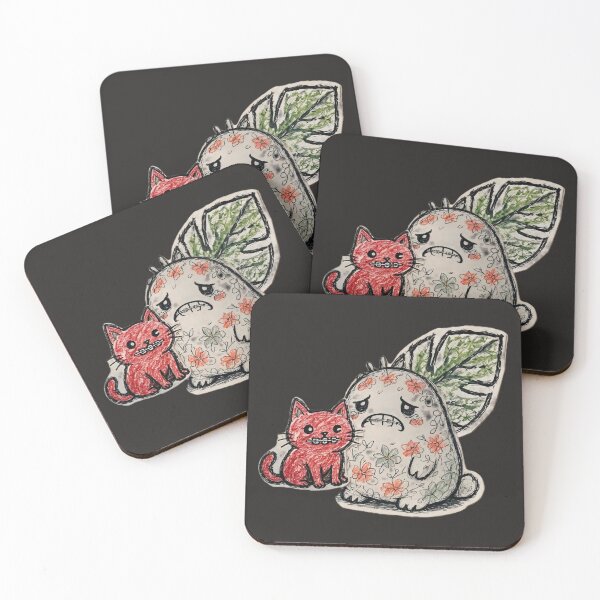 Item preview, Cute Cat and Floral Monster Illustration designed and sold by LujziWorld.