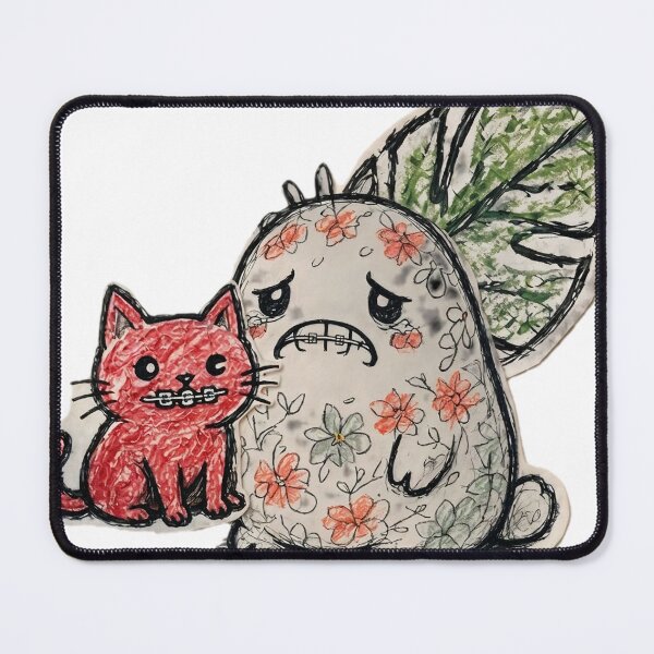 Item preview, Cute Cat and Floral Monster Illustration designed and sold by LujziWorld.