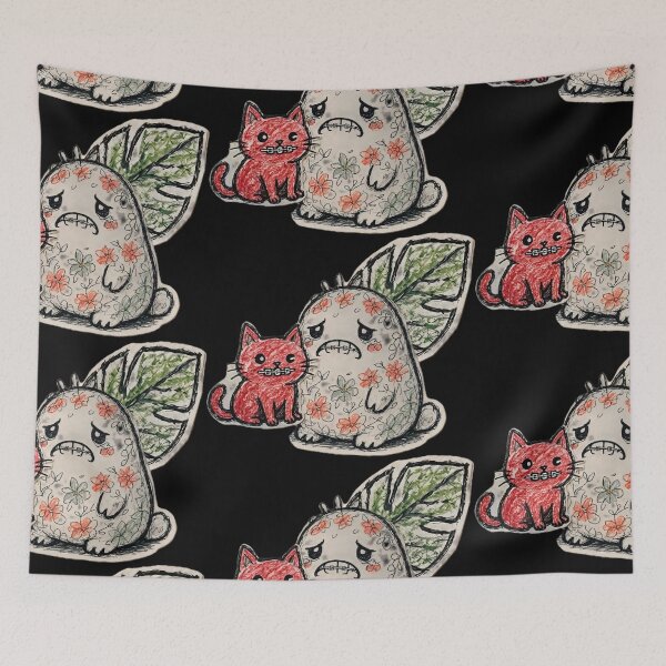 Item preview, Cute Cat and Floral Monster Illustration designed and sold by LujziWorld.