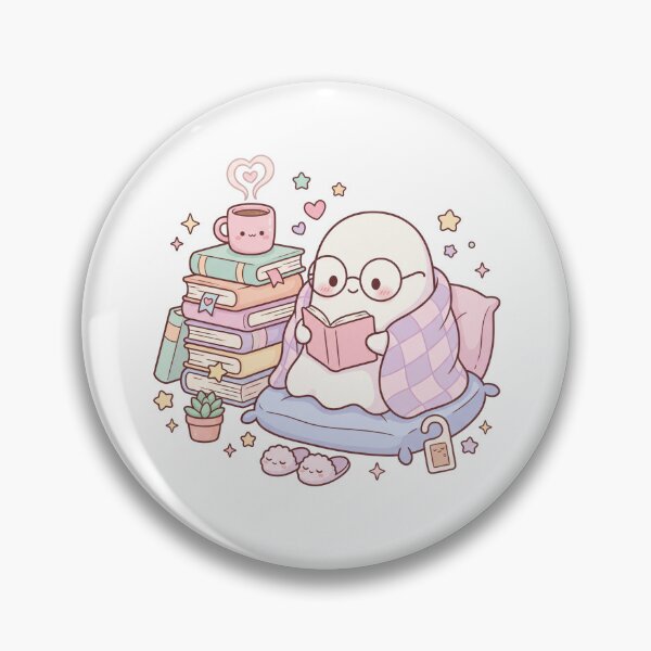 Item preview, Cute Ghost Reading Book Cozy Bookish Ghost Coffee Lover designed and sold by StyxIND.