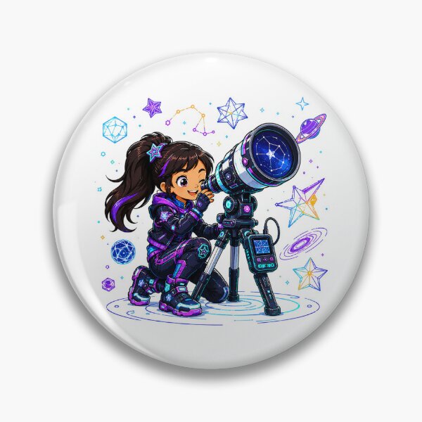 Item preview, Cute Chibi Girl Exploring Space with a Telescope designed and sold by Nubian Style.