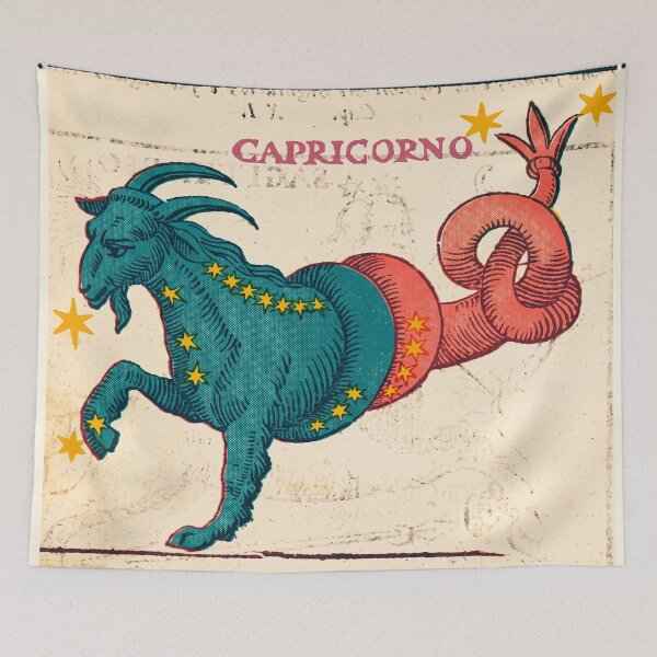 Item preview, Capricorn Zodiac Sea Goat Vintage Risograph Print designed and sold by Fani*.