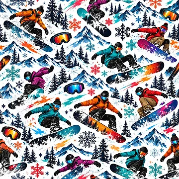 Artwork thumbnail, Colorful Snowboarding Alpine Pattern by Side Quest Co.