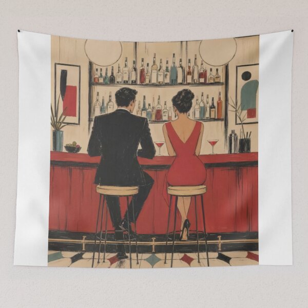 Item preview, Mid-Century Modern Bar Scene Couple designed and sold by NeilCoo.