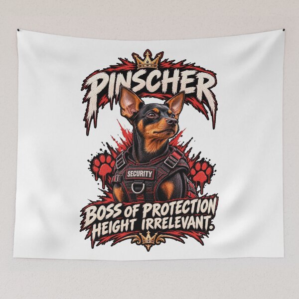 Item preview, Pinscher Boss Of Protection Funny Dog Security Art designed and sold by CrazySzoopWorld.