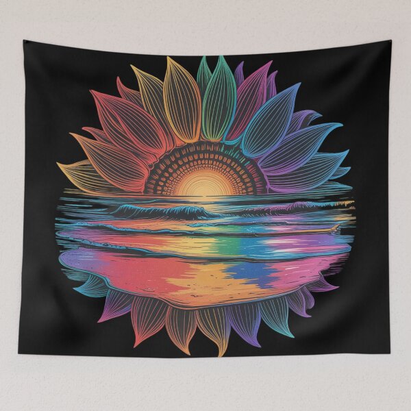 Item preview, a sandy beach with the sun setting on the horizon behind the ocean  designed and sold by 123ks.