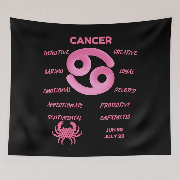 Item preview, Cancer Zodiac Sign Astrology Symbol Horoscope - Soft Pink & Black designed and sold by ZODIARA.