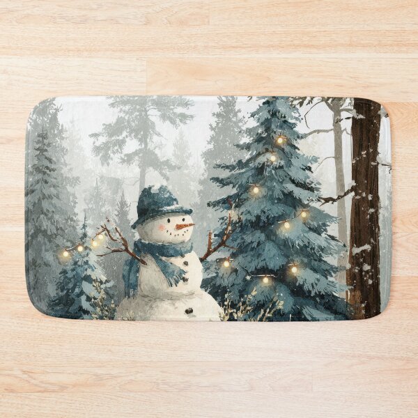Item preview, Cozy Winter Snowman in Snowy Pine Forest designed and sold by Deepsleepstudio.