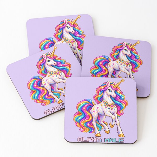 Item preview, Alpha Male Rainbow Pixel Unicorn - Sarcastic Humour Art designed and sold by Silly Goose Party.
