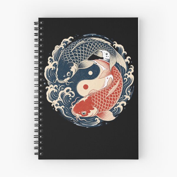 Item preview, Japanese Koi Fish Yin Yang Waves Traditional Art designed and sold by BearLoveDesign.