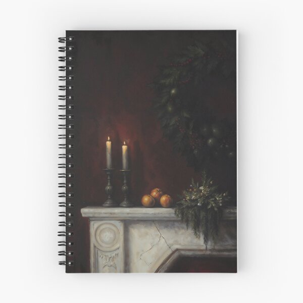 Item preview, Gothic Dark Christmas Mantle Wreath Still Life Painting designed and sold by DarkHolyQueen.
