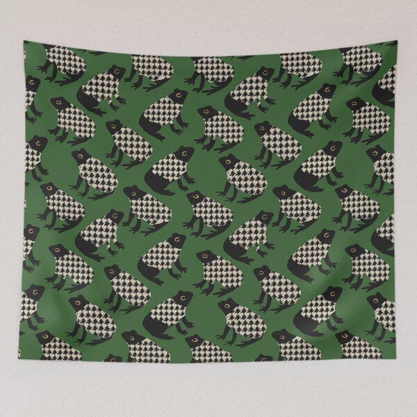 Item preview, Dapper Pond Frogs - Houndstooth on Forest Green designed and sold by Artlizzard.