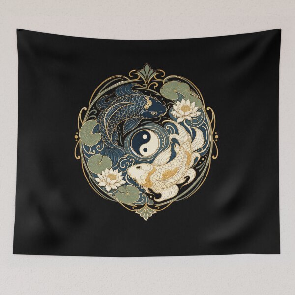 Item preview, Japanese Koi Fish Yin Yang Lotus Art Design designed and sold by BearLoveDesign.