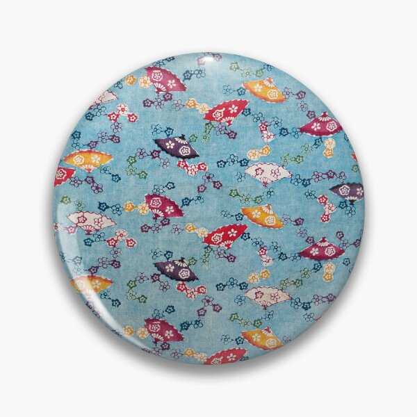 Item preview, Multicolored fan and floral fabric pattern by Jack Lenor Larsen designed and sold by AngyDesigns49.