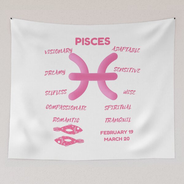 Item preview, Pisces Zodiac Sign Astrology Symbol Horoscope - Soft Pink & White designed and sold by ZODIARA.