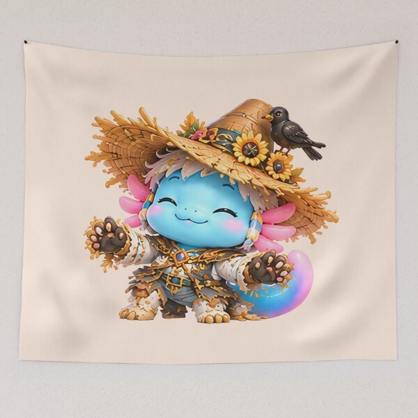 Item preview, Lolan the Scarecrow | Cute Axolotl Scarecrow | Fantasy Character designed and sold by Zaru Art Studio.