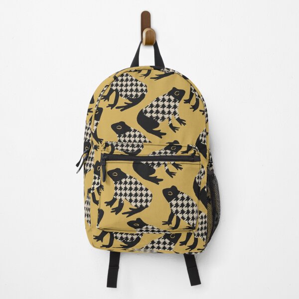 Item preview, Dapper Pond Frogs - Houndstooth on mustard yellow designed and sold by Artlizzard.