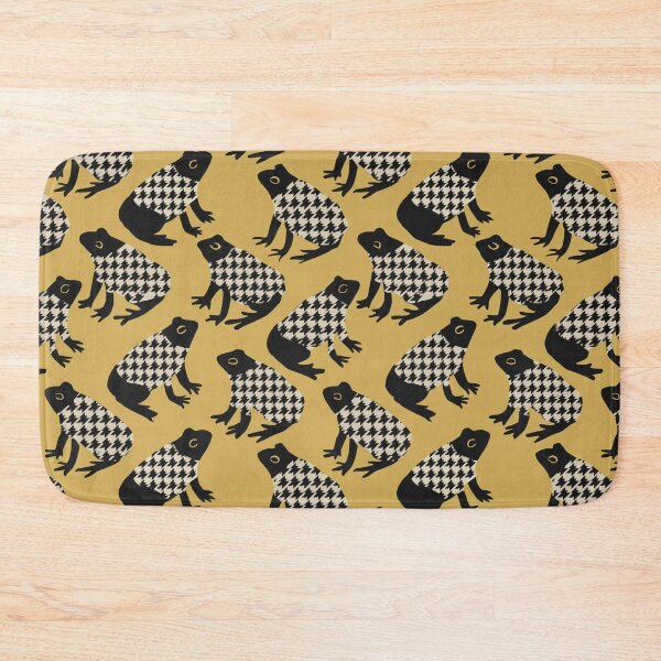 Item preview, Dapper Pond Frogs - Houndstooth on mustard yellow designed and sold by Artlizzard.