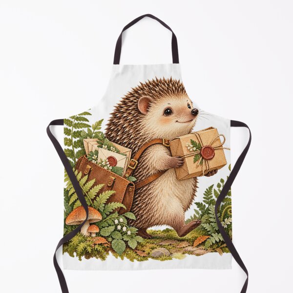 Item preview, Hedgehog Carrying a Parcel in Ferns – Snail Mail Illustration designed and sold by Xnuery.
