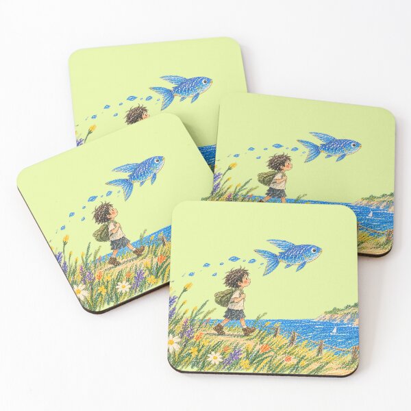 Item preview, The Boy Who Walked with a Flying Fish - Whimsical designed and sold by Emyku.