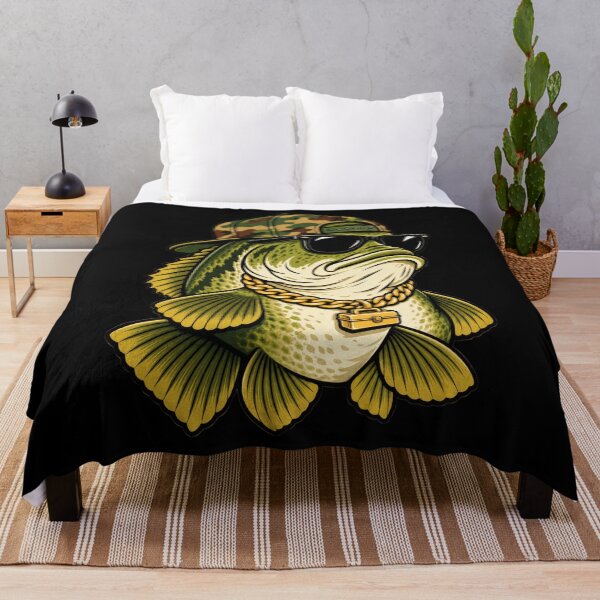 Item preview, Camouflage Bass Fisher Monochrome Lake Portrait Artwork designed and sold by Aqouiatiqe.