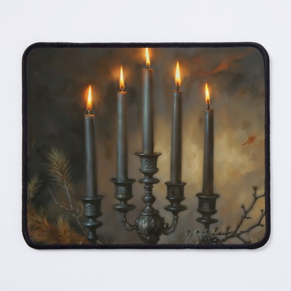 Item preview, Gothic Christmas Candelabra Candlelit Still Life Painting designed and sold by DarkHolyQueen.
