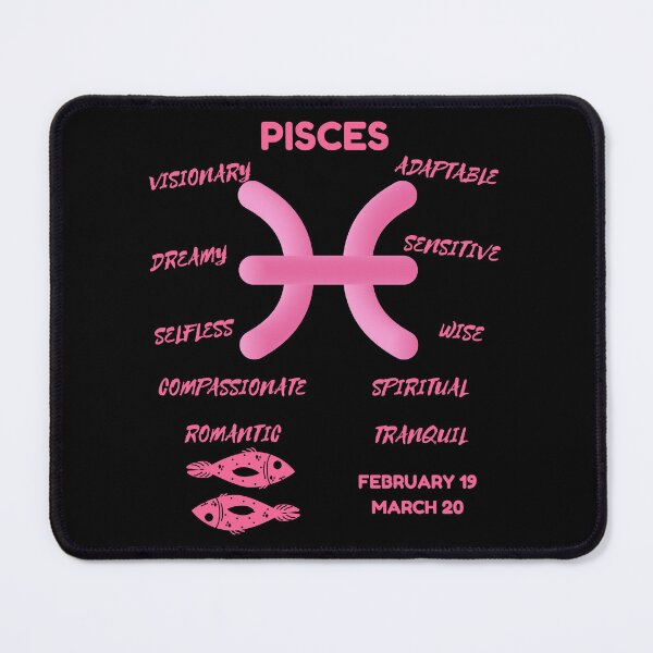Item preview, Pisces Zodiac Sign Astrology Symbol Horoscope - Soft Pink & Black designed and sold by ZODIARA.