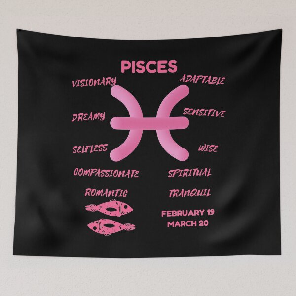 Item preview, Pisces Zodiac Sign Astrology Symbol Horoscope - Soft Pink & Black designed and sold by ZODIARA.