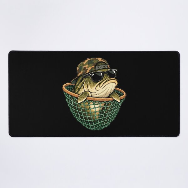 Item preview, Camouflage Bass Fisher Net Outdoor Lake Portrait Artwork designed and sold by Aqouiatiqe.