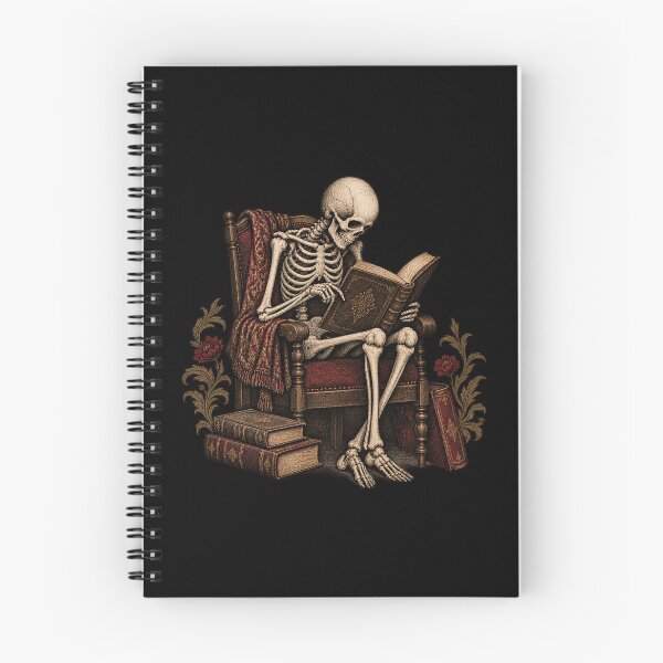 Item preview, Skeleton Book Club – Funny Vintage Halloween Reader designed and sold by fotoNoz.