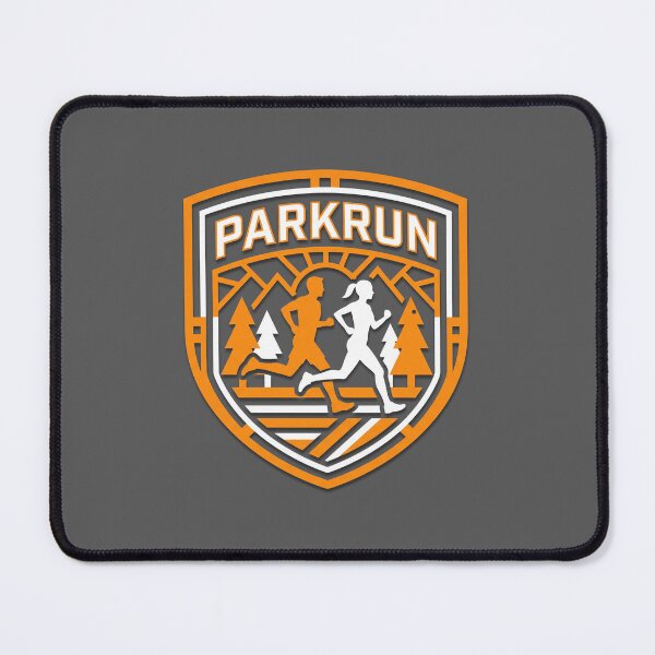 Item preview, Parkrun Orange Shield Mountain Trail Couple Running Crest Graphic designed and sold by KiwiRider.