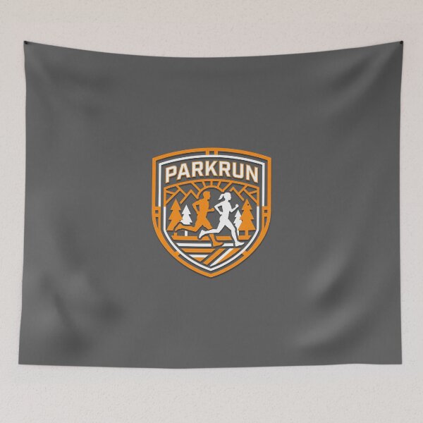 Item preview, Parkrun Orange Shield Mountain Trail Couple Running Crest Graphic designed and sold by KiwiRider.