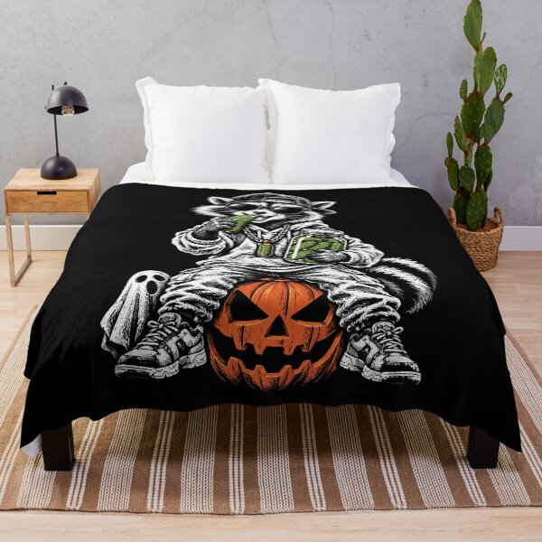 Item preview, Streetwear Raccoon Eating Pickles on a Halloween Pumpkin designed and sold by NaturEdeN.