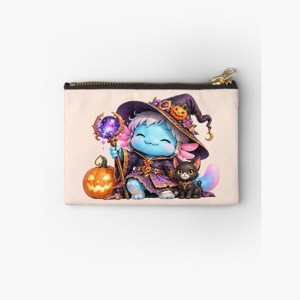 Item preview, Lolan the Witch | Cute Blue Axolotl Witch | Fantasy Character Art designed and sold by Zaru Art Studio.