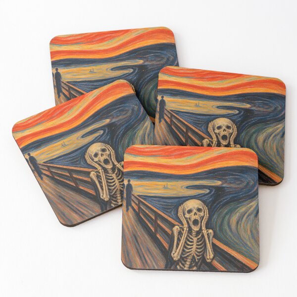 Item preview, Skeleton The Scream Vintage Halloween Painting designed and sold by Mordenrox.