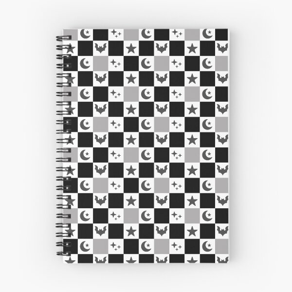 Item preview, Black and White Halloween Checkerboard with Bats, Stars, and Crescent Moons designed and sold by runningwithfoxes.