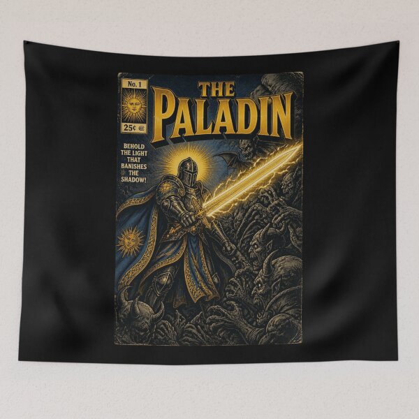 Item preview, The Paladin - Radiant Smite Retro Comic Cover | TTRPG Fantasy  designed and sold by Dice_Goblin_Studio.