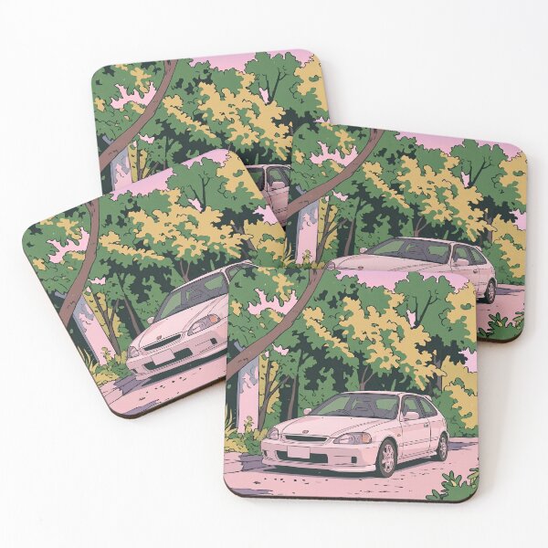 Item preview, Honda Civic EK9 Type R Retro Anime Aesthetic JDM Hatchback Art designed and sold by Motorline44.