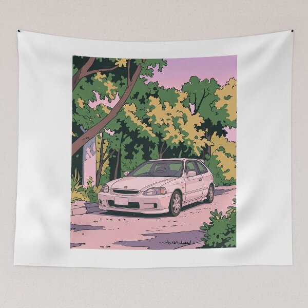 Artikelvorschau, Honda Civic EK9 Type R Retro Anime Ästhetik JDM Schrägheck-Kunst entworfen und verkauft von Motorline44.