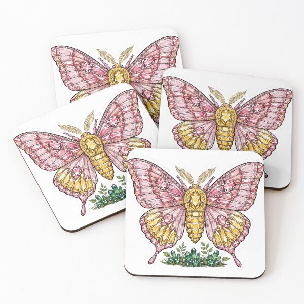 Item preview, Rosy Maple Moth Crystal Sticker - Pink Yellow Dryocampa Rubicunda Real Color designed and sold by Crystal Critters .