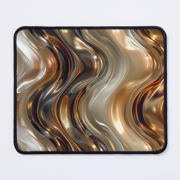 Item preview, Liquid Chrome and Gold Metallic Waves Abstract Pattern designed and sold by MargaretWiktor.