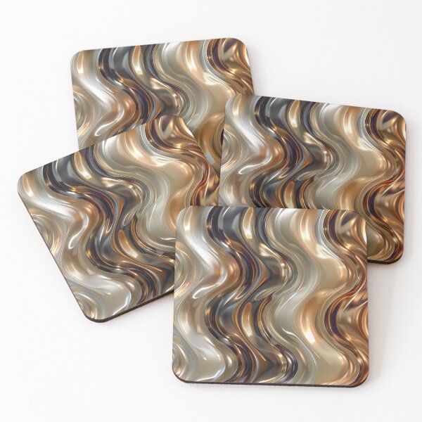 Item preview, Liquid Chrome and Gold Metallic Waves Abstract Pattern designed and sold by MargaretWiktor.