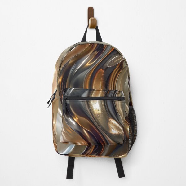 Item preview, Liquid Chrome and Gold Metallic Waves Abstract Pattern designed and sold by MargaretWiktor.