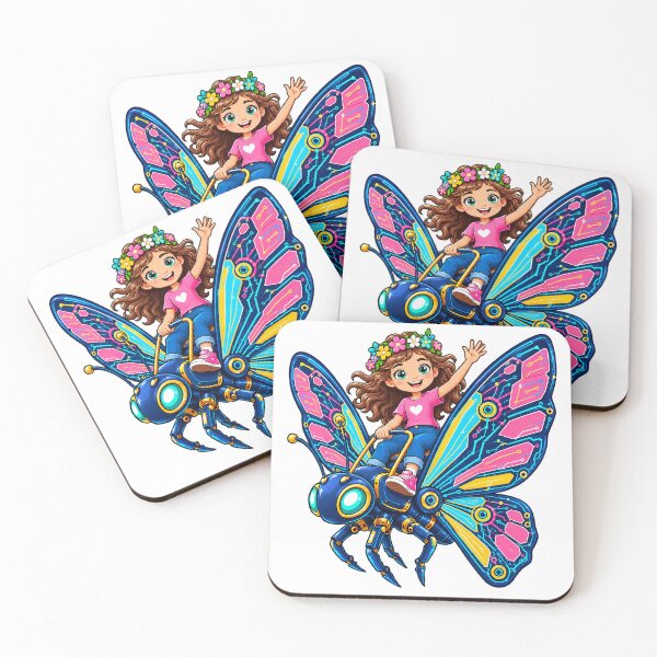 Item preview, Cute Girl Riding a Futuristic Robotic Butterfly designed and sold by Nubian Style.