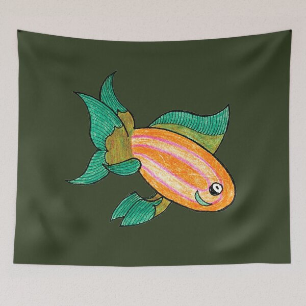 Item preview, Cute Orange Striped Fish Illustration — Hand Drawn Tropical Fish Art designed and sold by Ihor Ivanov.