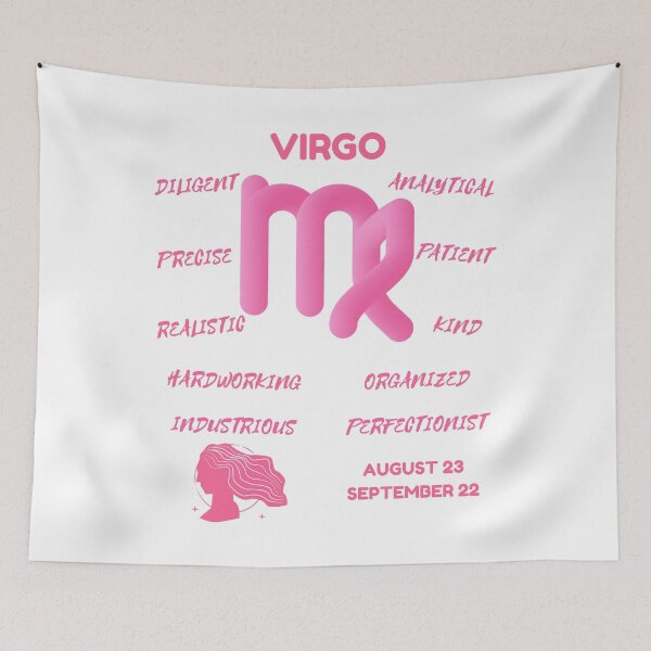 Item preview, Virgo Zodiac Sign Astrology Symbol Horoscope - Soft Pink & White designed and sold by ZODIARA.