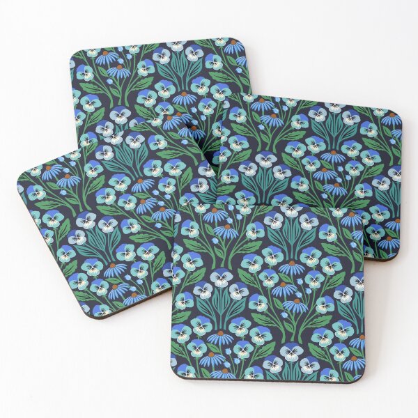 Item preview, Pansy flower meadow in blue  designed and sold by Jennifer Ladd.