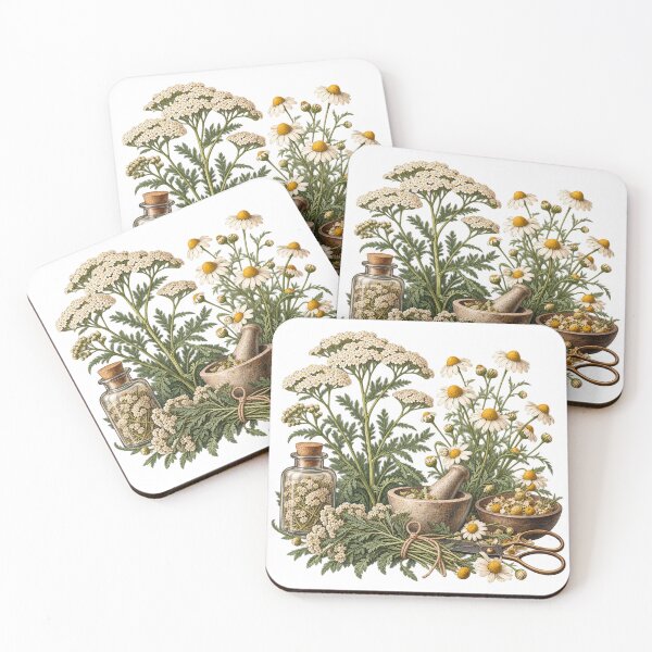 Item preview, Yarrow and Chamomile Specimen Trio – Botanical Illustration Illustration designed and sold by Xnuery.